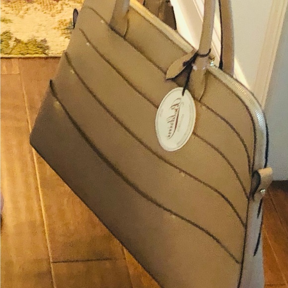 BOLDRINI SELLERIA RARE & GORGEOUS LARGE VACCHETTA LEATHER HANDBAG - ARGILLA - Picture 14 of 16